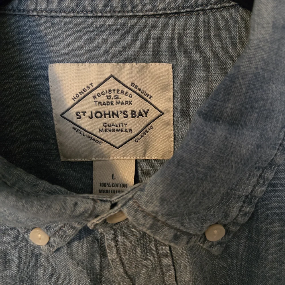 NWT ST JOHNS BAY Men’s Shirt Size L Blue Button Down Dress Casual Work Stylish - Picture 2 of 6